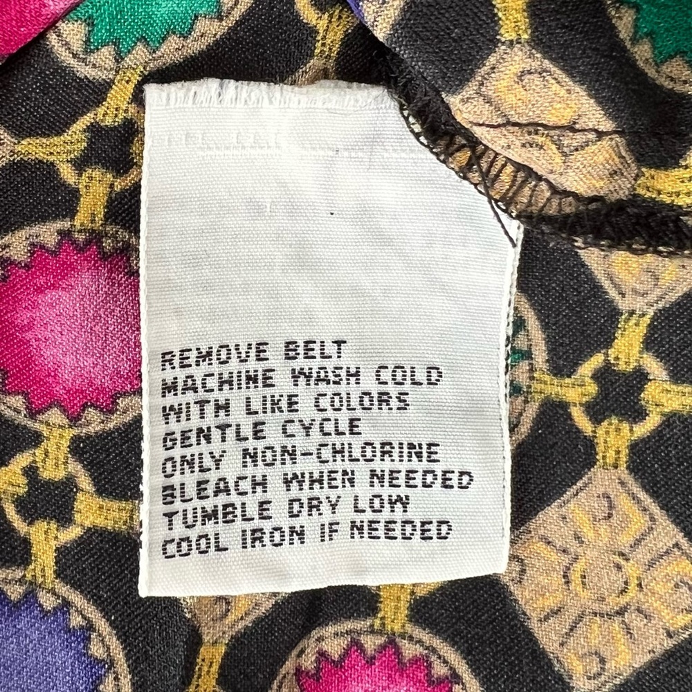 Vintage Pleated Medallion Print Jewel Tones Dress Size 8 - Picture 7 of 15